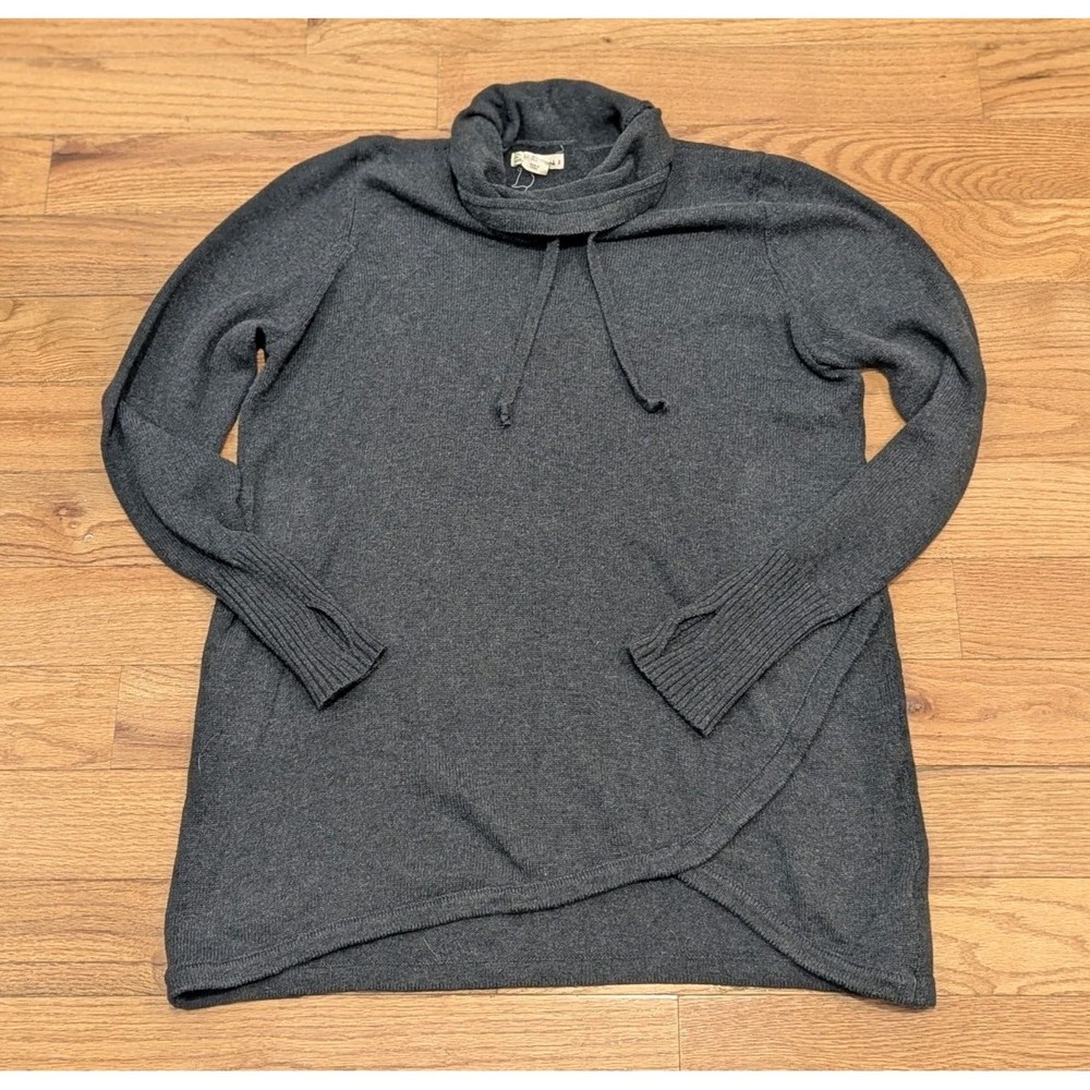 Dark Academia Cozy Akini Cowl Neck Tunic Sweater Charcoal Gray UK L